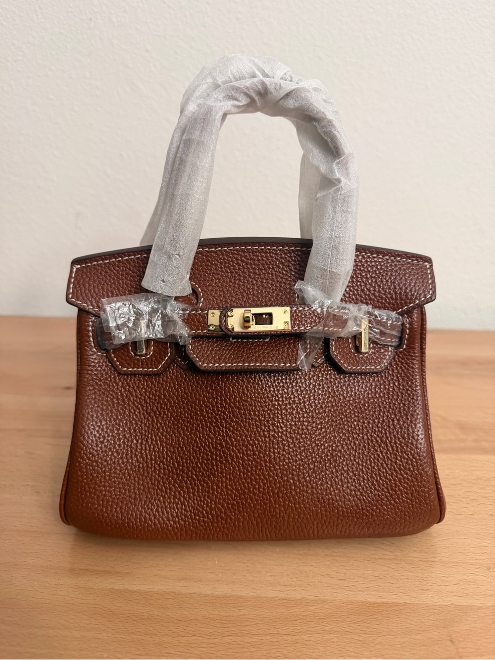 HOLES barenia Faubourg fauve gold GHW mini 20 crossbody Birkin